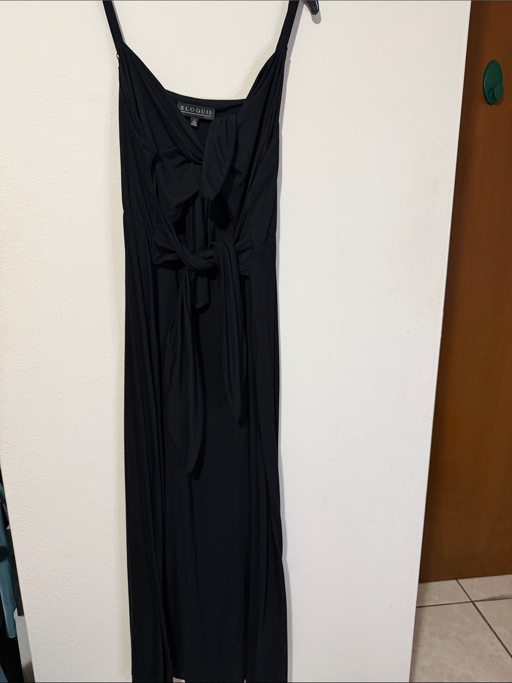 Eloquii Black Tie-Front Spaghetti-Strap Maxi Dress